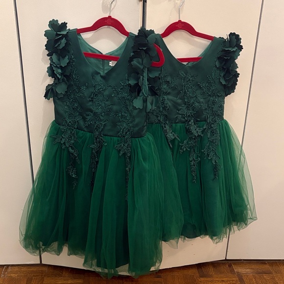 Trish Scully Child Other - Emerald Green Floral Applique Tulle Dresses- one size 6, one size 8